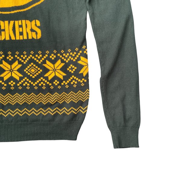 NFL Team Apparel Green Bay Packers Fair Isle Sweater Men Sz M Football Fandom - Picture 3 of 11